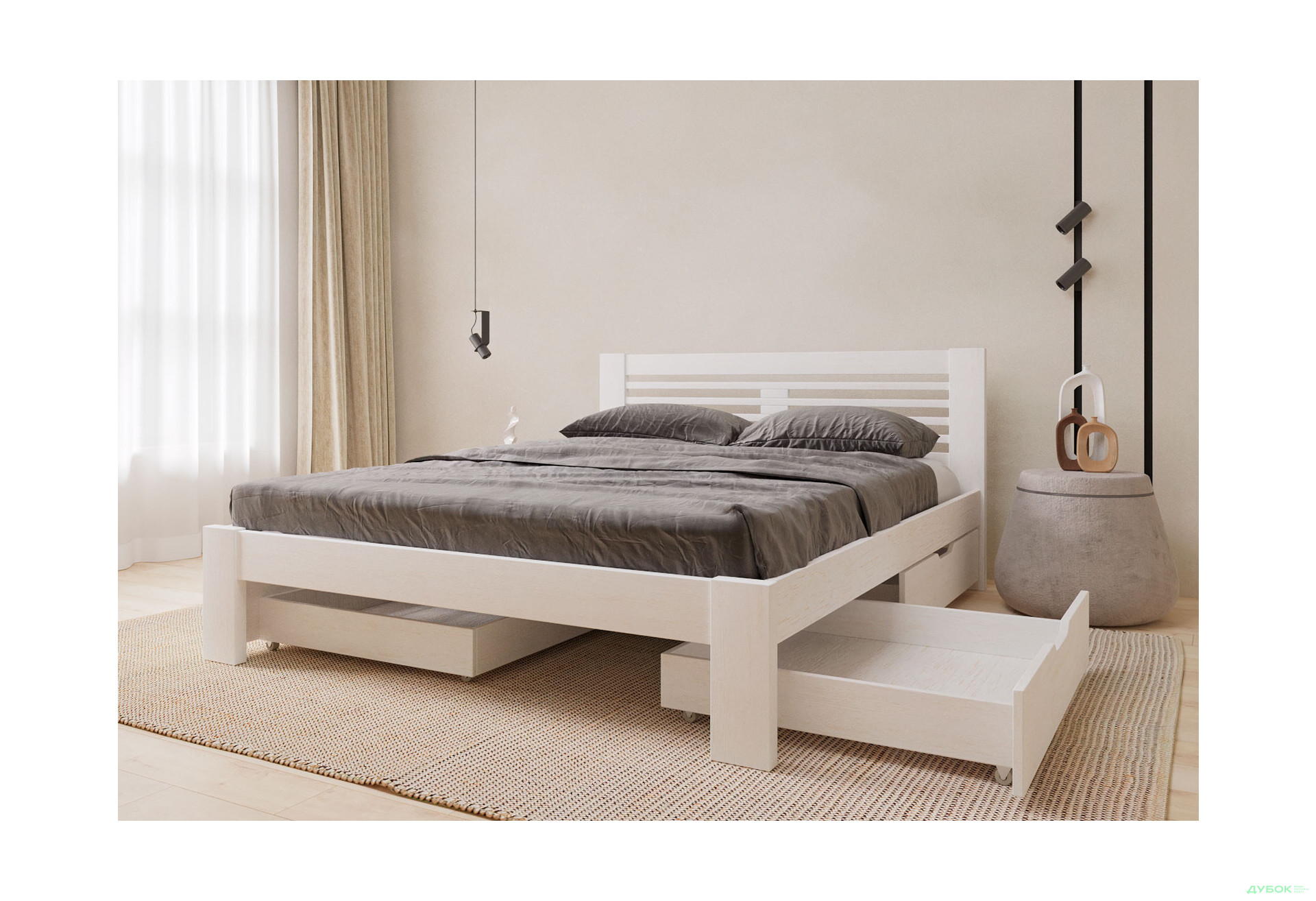 Ліжко Arbor Drev Шопен 120х190, сосна, білий - Зображення 5 Зображення 5 - Ліжко Arbor Drev Шопен 120х190, сосна, білий