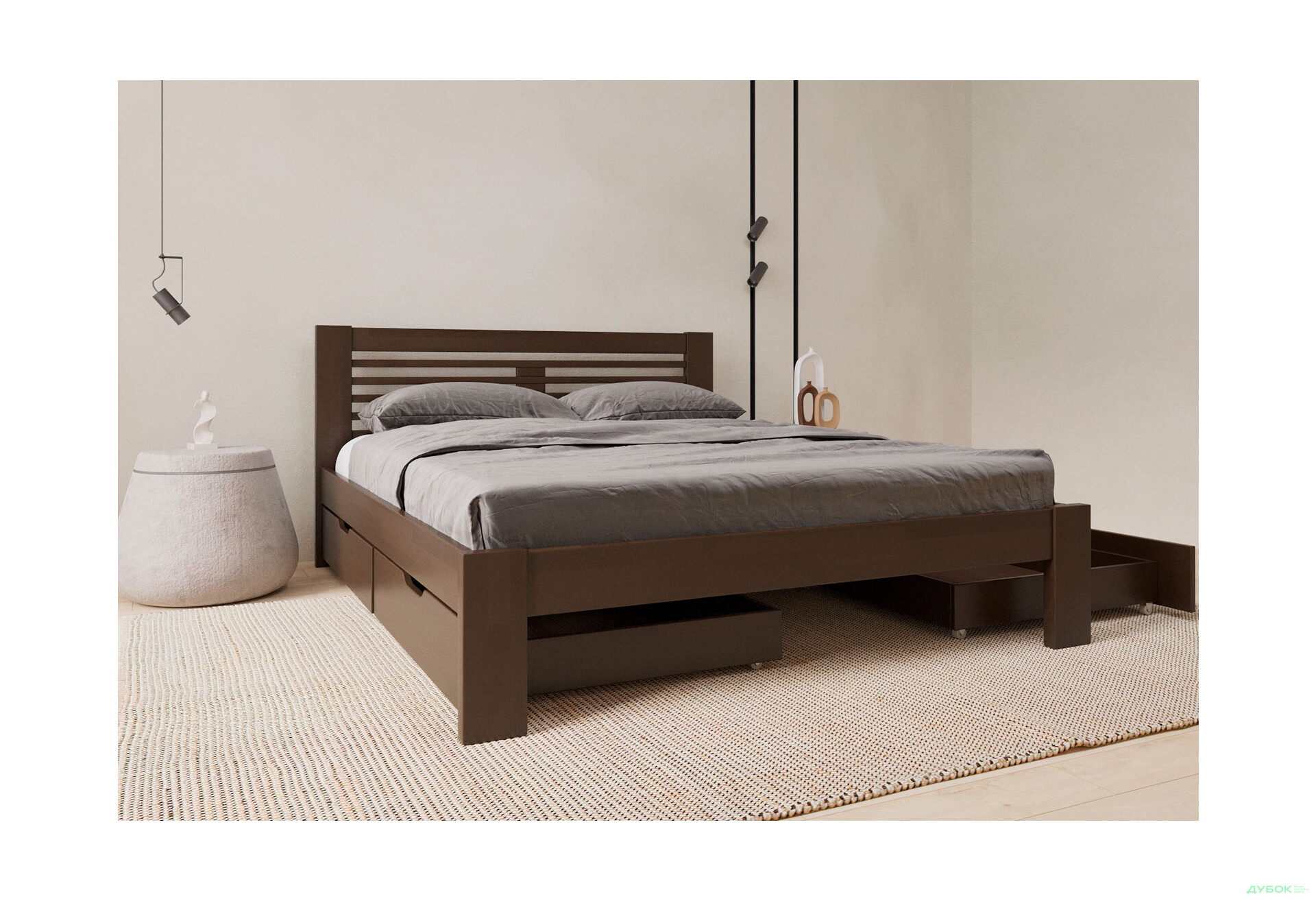 Зображення 3 - Ліжко Arbor Drev Шопен 180х200, бук, темний горіх
