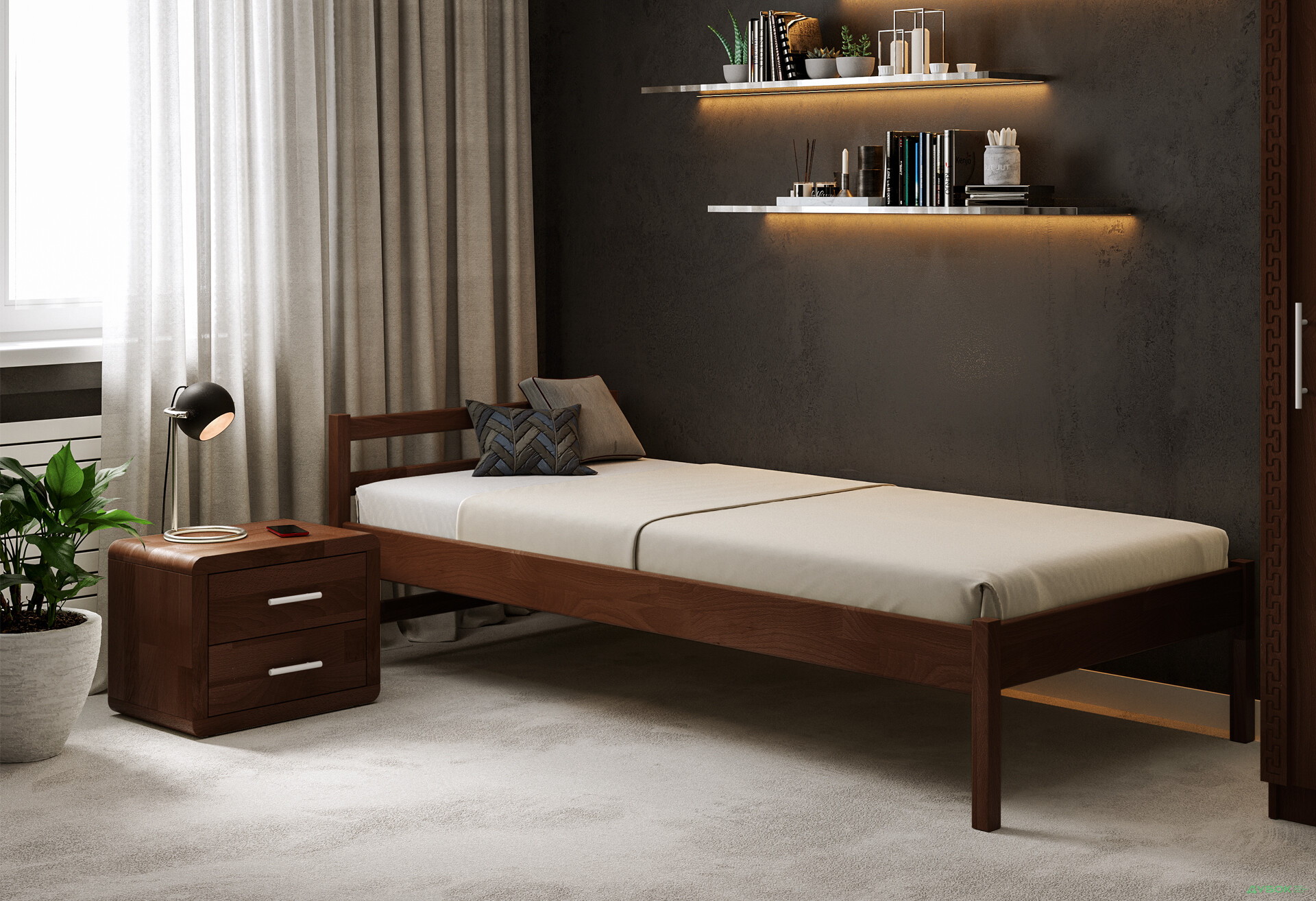 Зображення 2 - Ліжко Arbor Drev Соня сосна 90х200, темний горіх