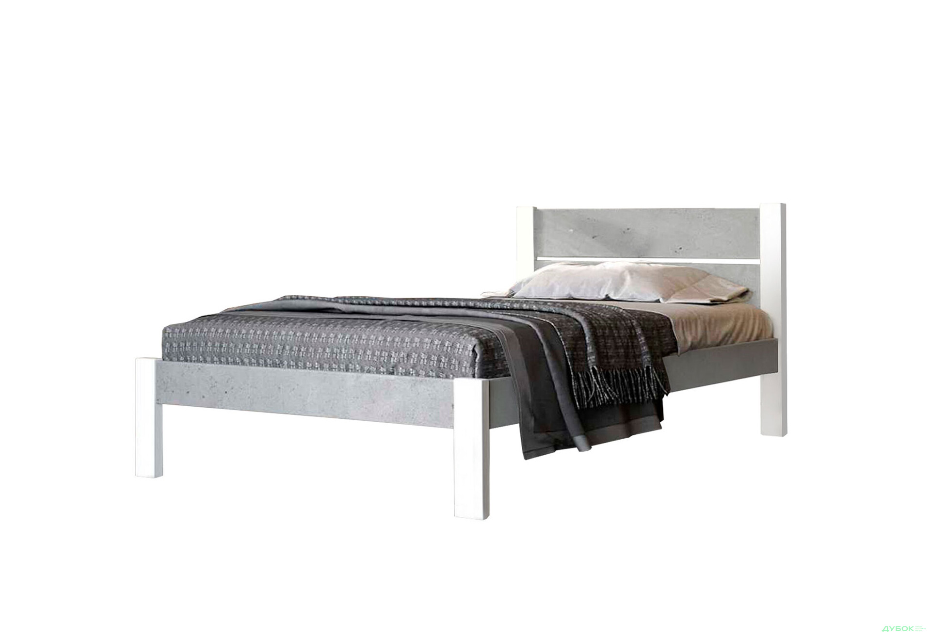 Ліжко Arbor Drev Лофт 2 (ДСП бетон) 120х190, бук, білий - Зображення 1 Зображення 1 - Ліжко Arbor Drev Лофт 2 (ДСП бетон) 120х190, бук, білий