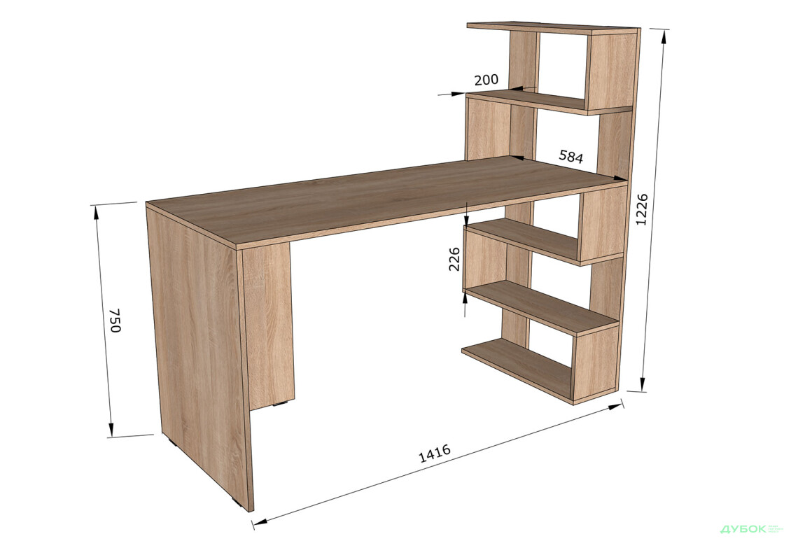 Изображение 3 - Стол письменный Moreli Холд (ST0015) 142x60 см с боковыми полками справа антрацит