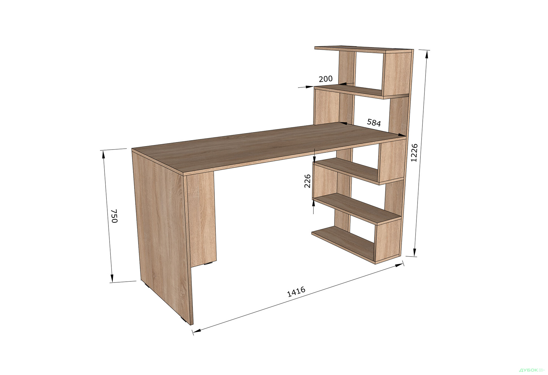 Изображение 3 - Стол письменный Moreli Холд (ST0015) 142x60 см с боковыми полками справа антрацит / белый