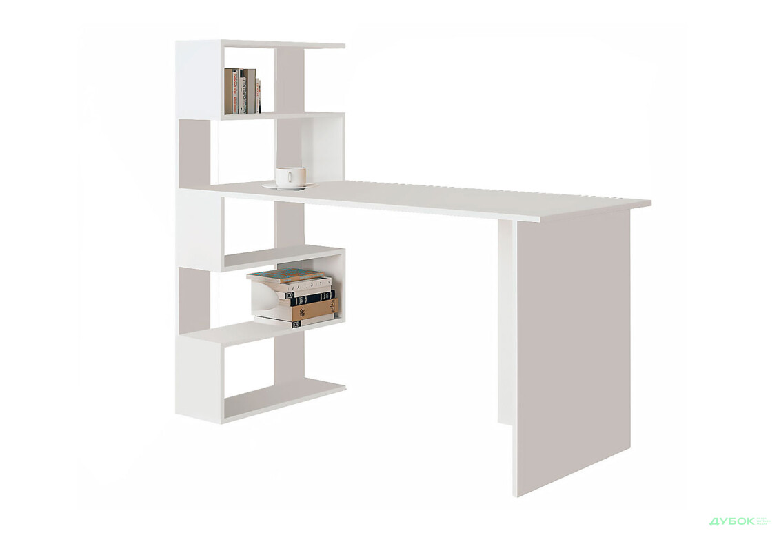 Стол письменный Moreli ST0024 142x60 см с боковыми полками слева белый