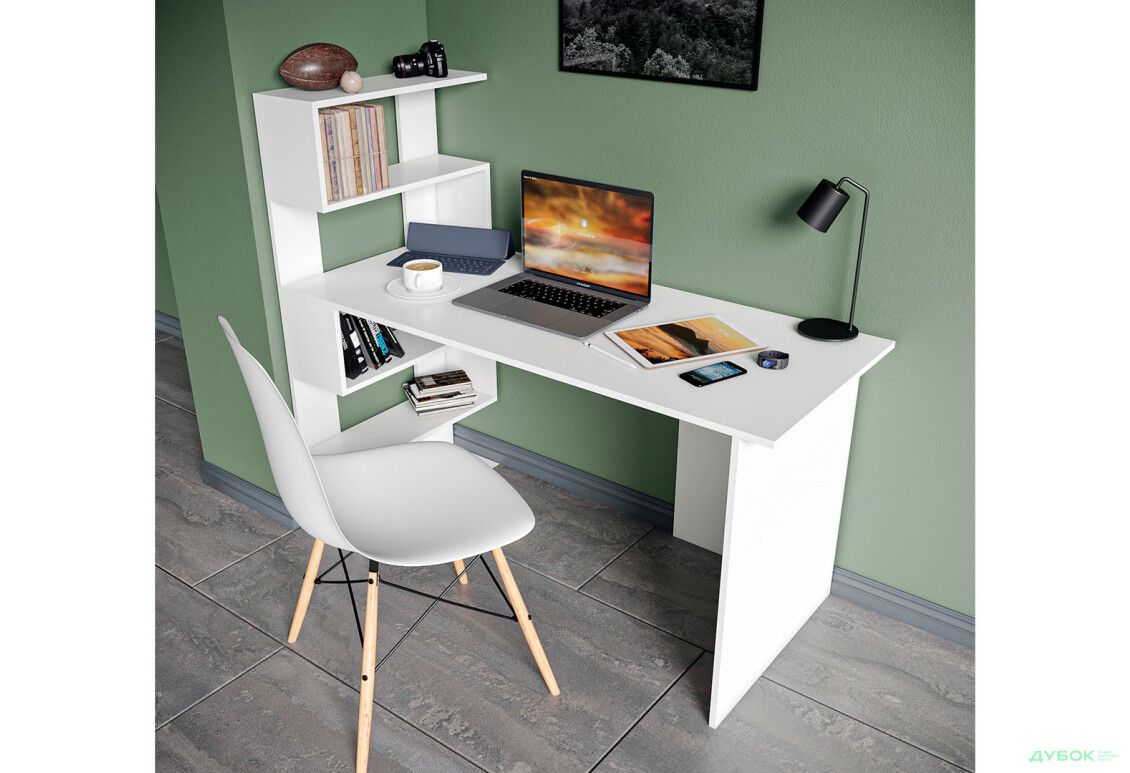 Изображение 2 - Стол письменный Moreli ST0024 142x60 см с боковыми полками слева белый