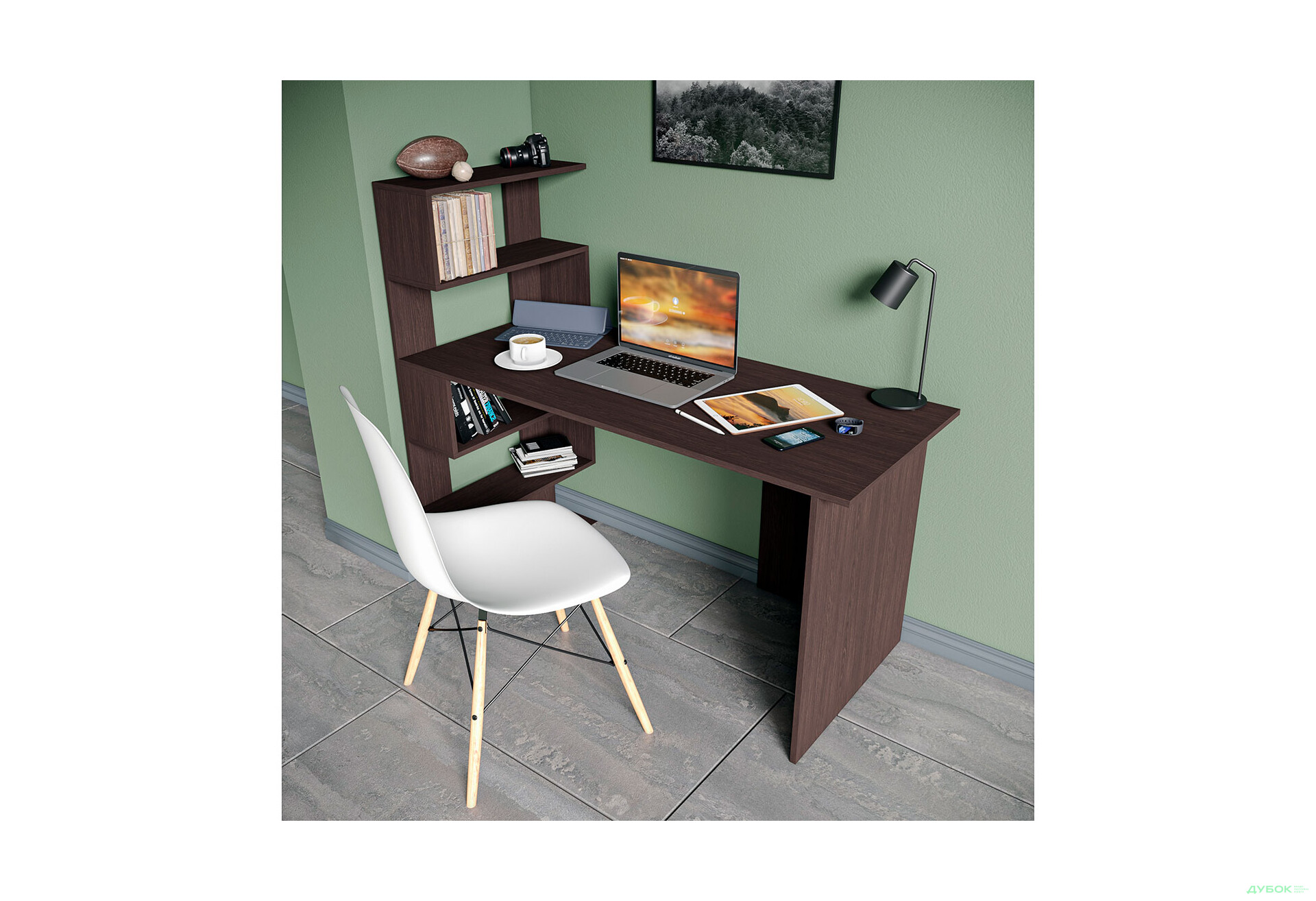 Изображение 2 - Стол письменный Moreli ST0024 142x60 см с боковыми полками слева венге магия