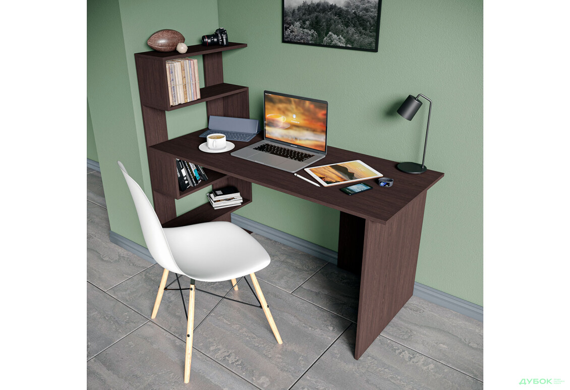 Изображение 2 - Стол письменный Moreli ST0024 142x60 см с боковыми полками слева венге магия