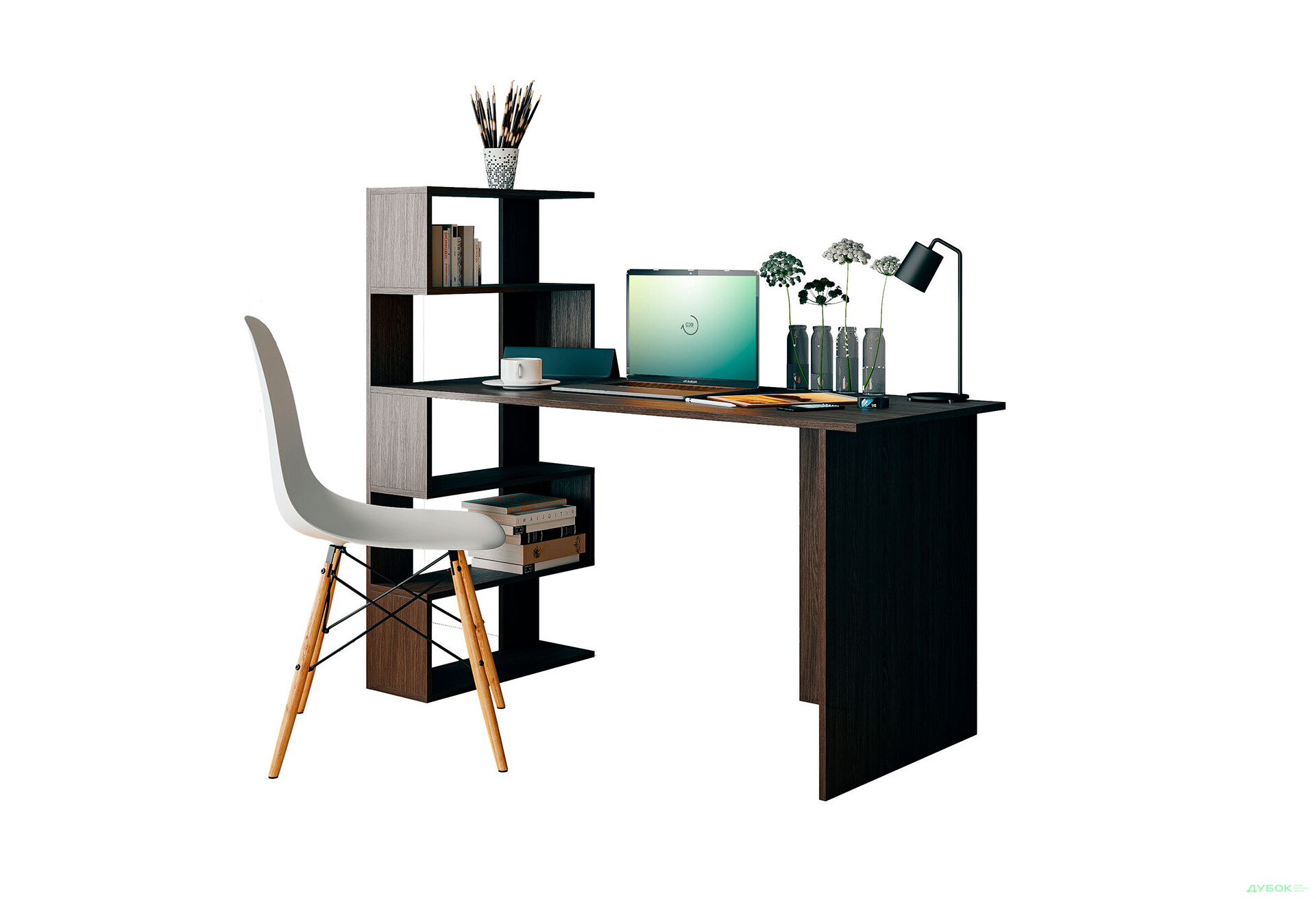 Изображение 1 - Стол письменный Moreli ST0024 142x60 см с боковыми полками слева венге магия