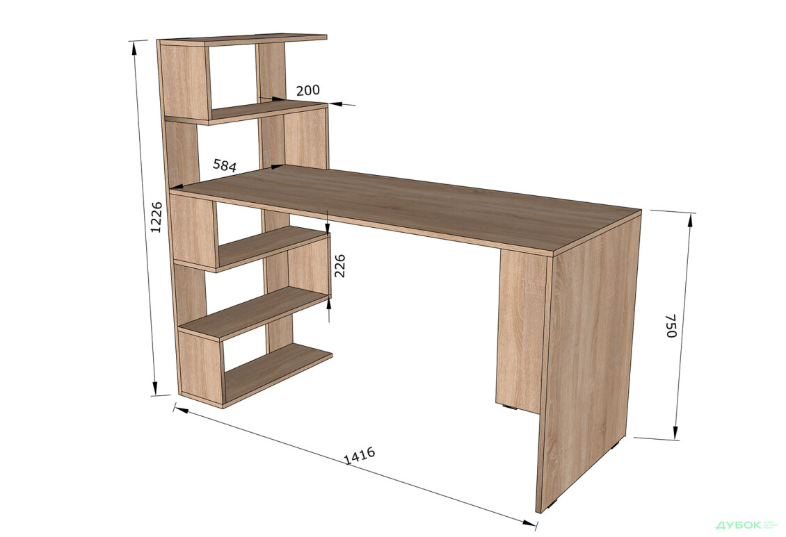 Стіл письмовий Moreli ST0024 142x60 см з боковими полицями зліва антрацит - Зображення 4 Зображення 4 - Стіл письмовий Moreli ST0024 142x60 см з боковими полицями зліва антрацит