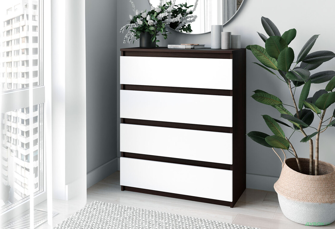 Комод Moreli Мінімал (Т215) з шухлядами 80 см венге магія / білий - Зображення 2 Зображення 2 - Комод Moreli Мінімал (Т215) з шухлядами 80 см венге магія / білий