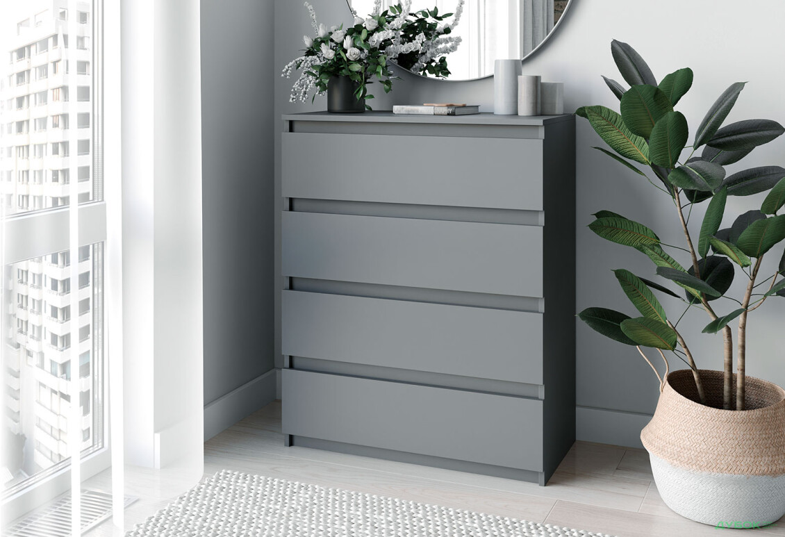 Комод Moreli Мінімал (Т215) з шухлядами 80 см антрацит - Зображення 2 Зображення 2 - Комод Moreli Мінімал (Т215) з шухлядами 80 см антрацит