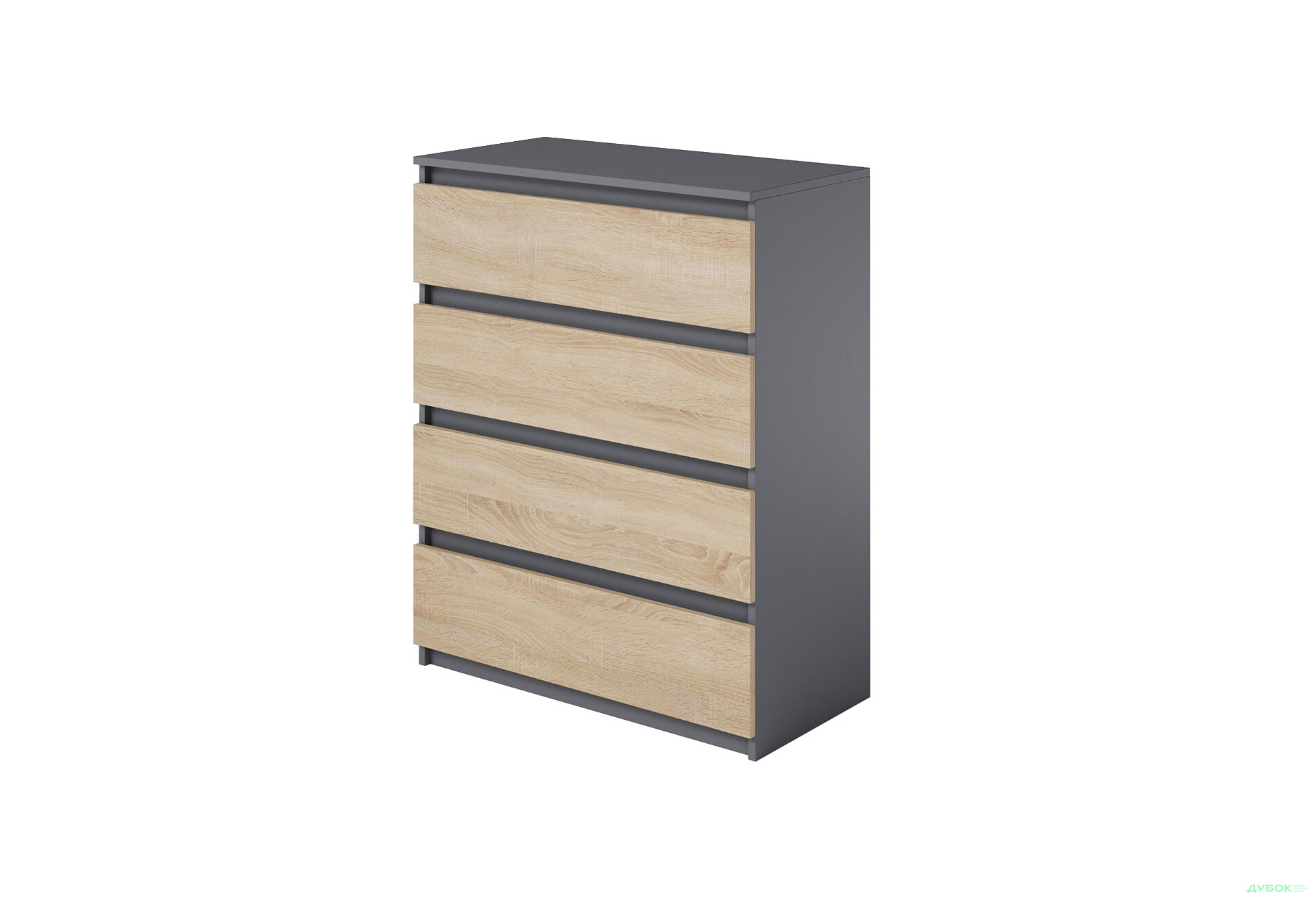 Комод Moreli Мінімал (Т215) з шухлядами 80 см антрацит / дуб сонома - Зображення 1 Зображення 1 - Комод Moreli Мінімал (Т215) з шухлядами 80 см антрацит / дуб сонома