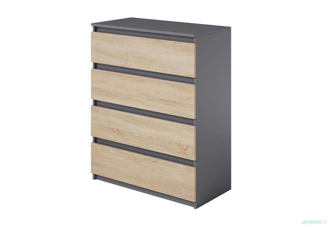 Комод Moreli Мінімал (Т215) з шухлядами 80 см антрацит / дуб сонома - Зображення 1 Зображення 1 - Комод Moreli Мінімал (Т215) з шухлядами 80 см антрацит / дуб сонома