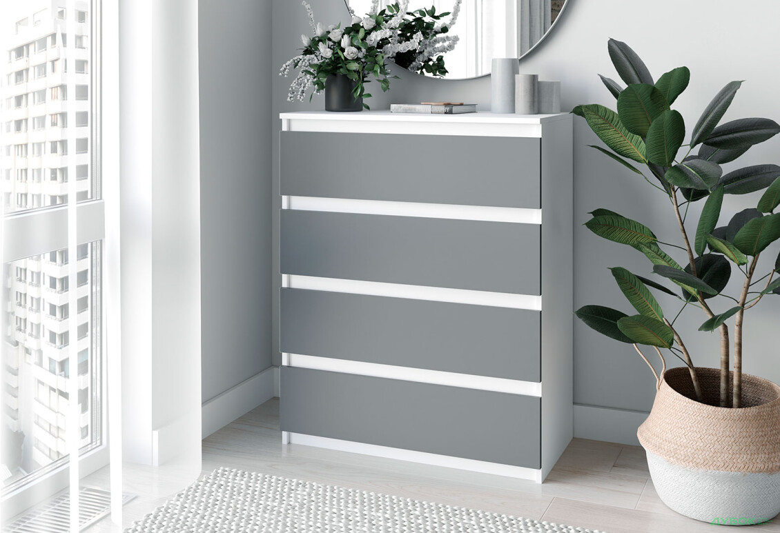 Комод Moreli Мінімал (Т215) з шухлядами 80 см білий / антрацит - Зображення 2 Зображення 2 - Комод Moreli Мінімал (Т215) з шухлядами 80 см білий / антрацит