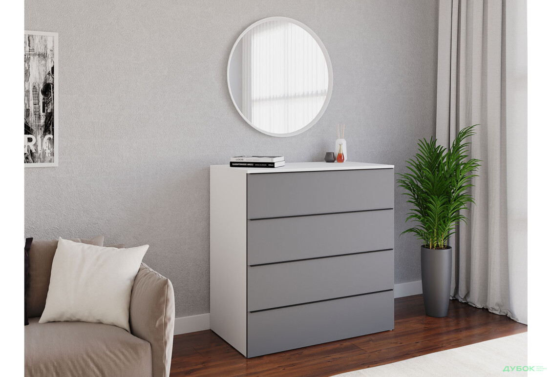 Комод Moreli Грант (ТХ04) з шухлядами 100 см білий / антрацит - Зображення 2 Зображення 2 - Комод Moreli Грант (ТХ04) з шухлядами 100 см білий / антрацит