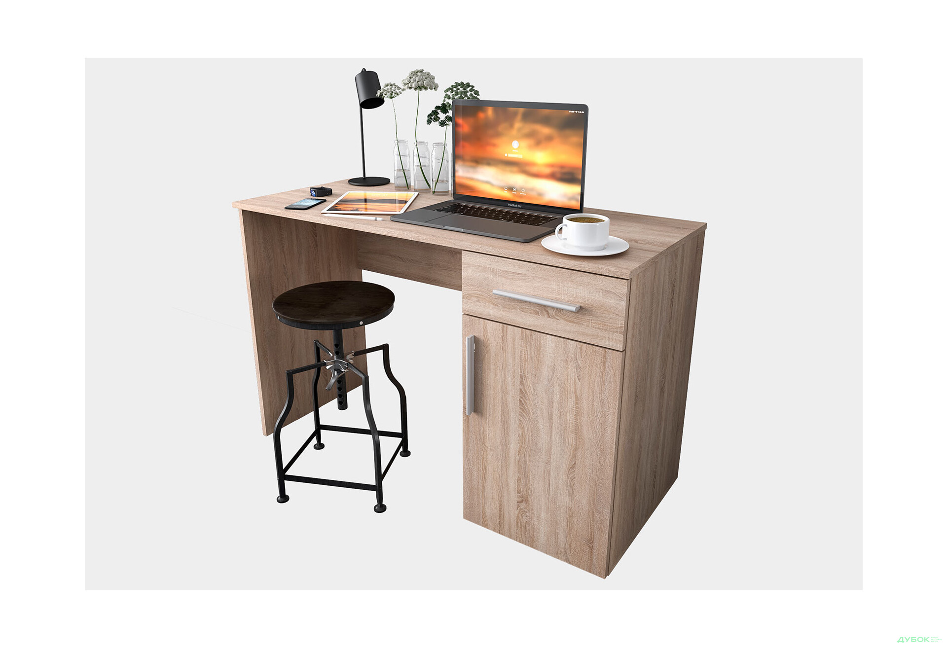 Стол письменный Moreli Фреш (ST0003) 120x50 см с ящиком и тумбой дуб сонома - Изображение 3 Изображение 3 - Стол письменный Moreli Фреш (ST0003) 120x50 см с ящиком и тумбой дуб сонома