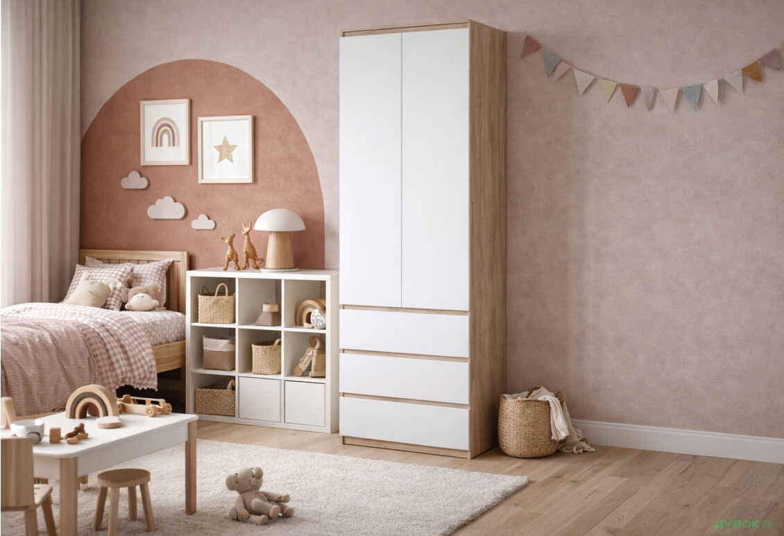 Зображення 3 - Шафа Moreli Т211 зі штангою та шухлядами 2-дверна 80 см дуб сонома / білий