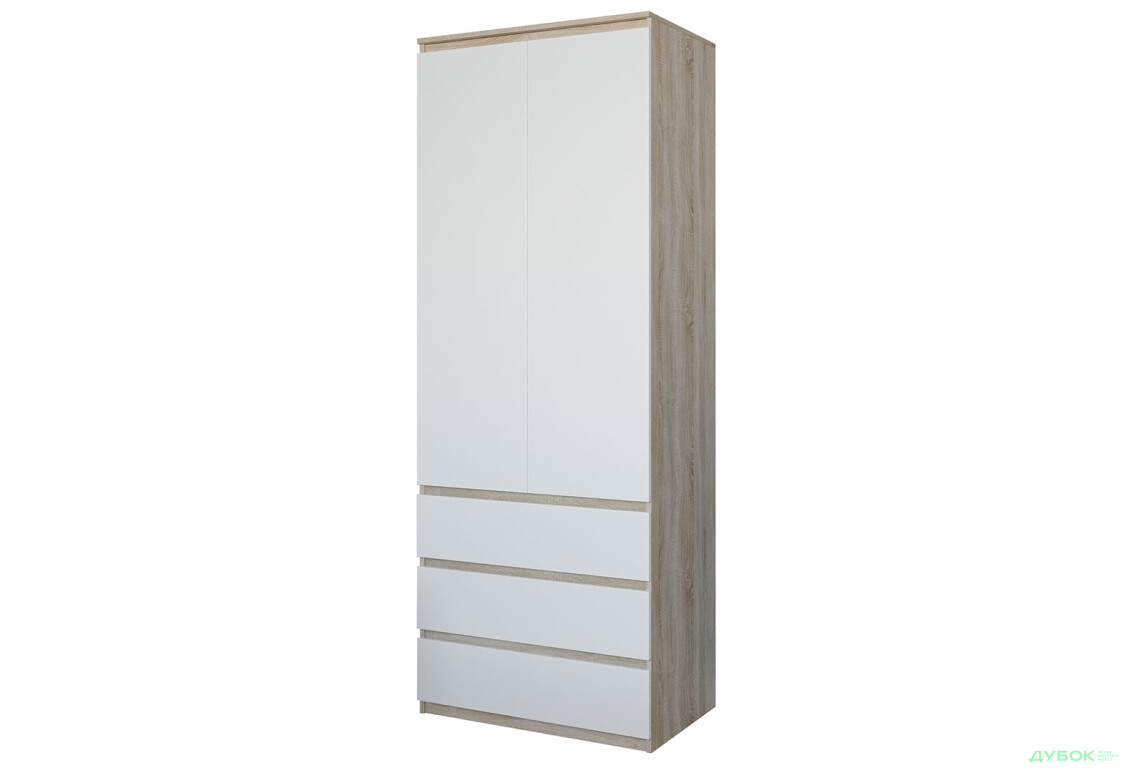 Шафа Moreli Т211 зі штангою та шухлядами 2-дверна 80 см дуб сонома / білий - Зображення 1 Зображення 1 - Шафа Moreli Т211 зі штангою та шухлядами 2-дверна 80 см дуб сонома / білий