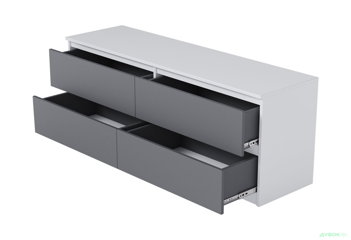 Тумба під ТВ Moreli Локі (Т223) з шухлядами 140 см білий / антрацит - Зображення 3 Зображення 3 - Тумба під ТВ Moreli Локі (Т223) з шухлядами 140 см білий / антрацит