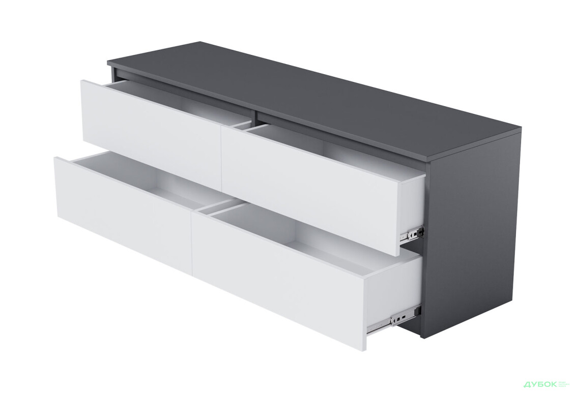 Тумба під ТВ Moreli Локі (Т223) з шухлядами 140 см антрацит / білий - Зображення 3 Зображення 3 - Тумба під ТВ Moreli Локі (Т223) з шухлядами 140 см антрацит / білий