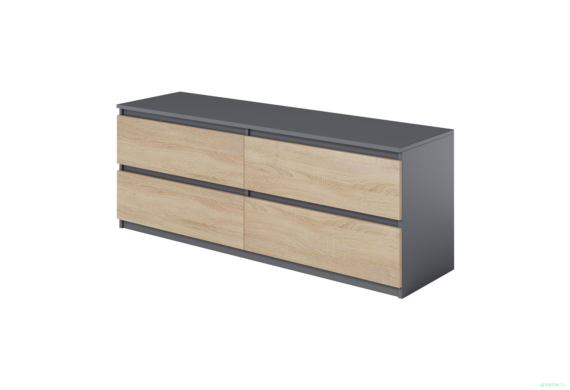 Тумба під ТВ Moreli Локі (Т223) з шухлядами 140 см антрацит / дуб сонома - Зображення 1 Зображення 1 - Тумба під ТВ Moreli Локі (Т223) з шухлядами 140 см антрацит / дуб сонома