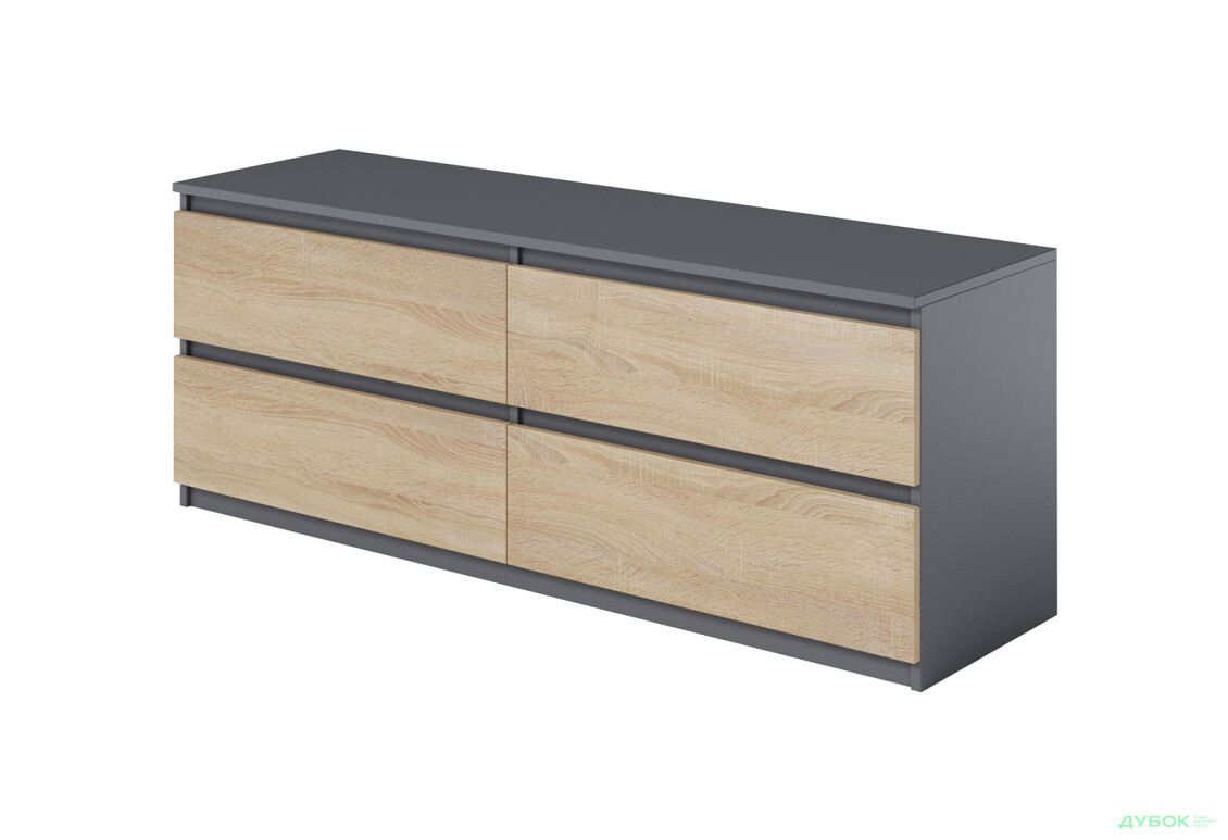 Тумба під ТВ Moreli Локі (Т223) з шухлядами 140 см антрацит / дуб сонома - Зображення 1 Зображення 1 - Тумба під ТВ Moreli Локі (Т223) з шухлядами 140 см антрацит / дуб сонома