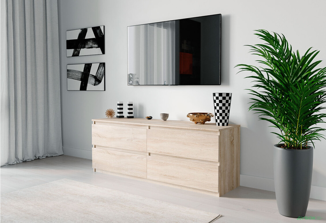 Тумба під ТВ Moreli Локі (Т223) з шухлядами 140 см дуб сонома - Зображення 2 Зображення 2 - Тумба під ТВ Moreli Локі (Т223) з шухлядами 140 см дуб сонома