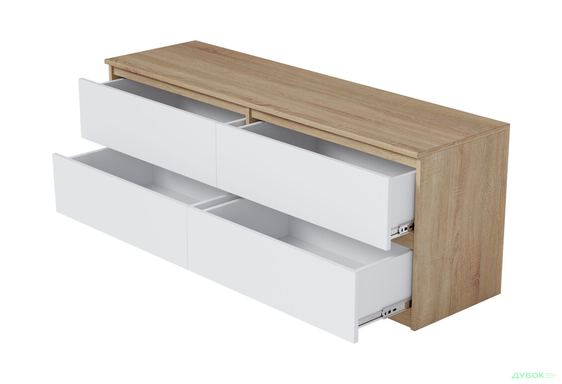 Зображення 3 - Тумба під ТВ Moreli Локі (Т223) з шухлядами 140 см дуб сонома / білий