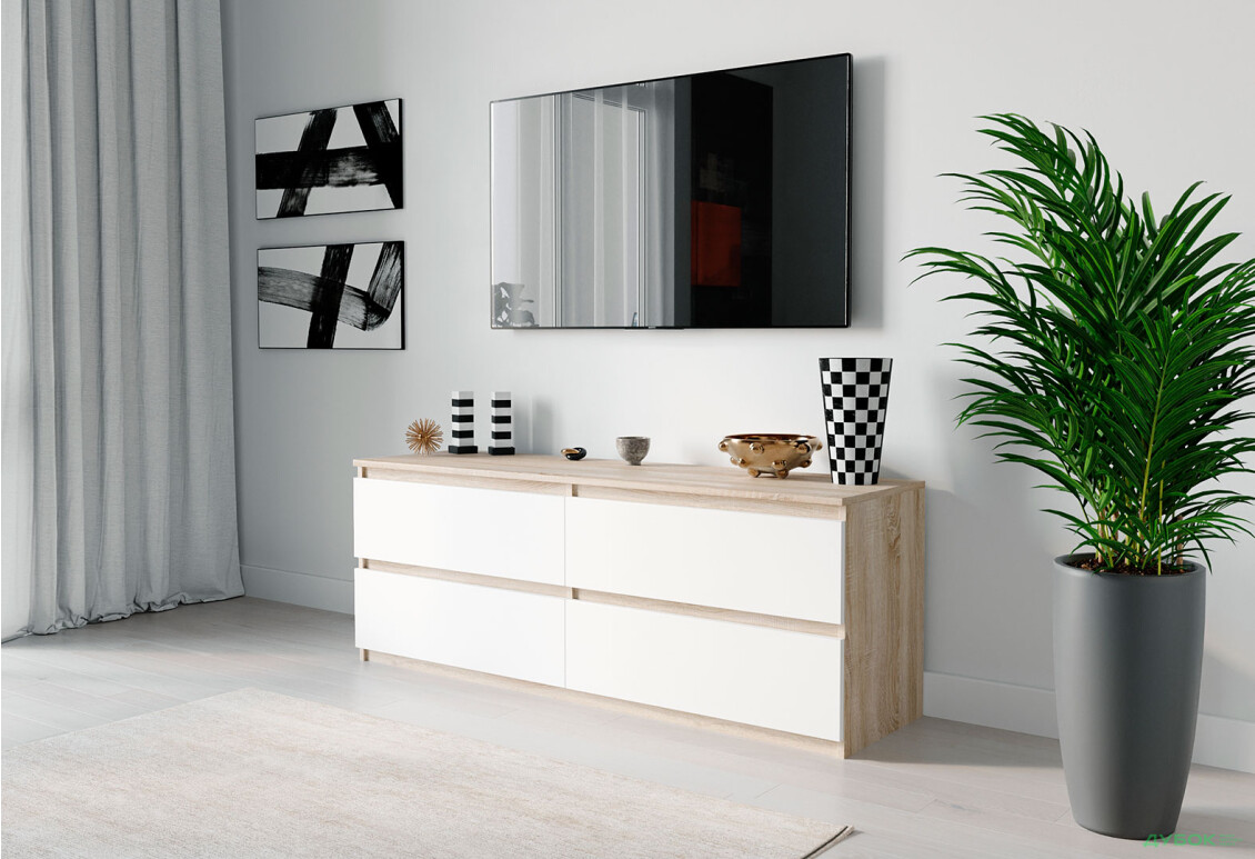 Зображення 2 - Тумба під ТВ Moreli Локі (Т223) з шухлядами 140 см дуб сонома / білий