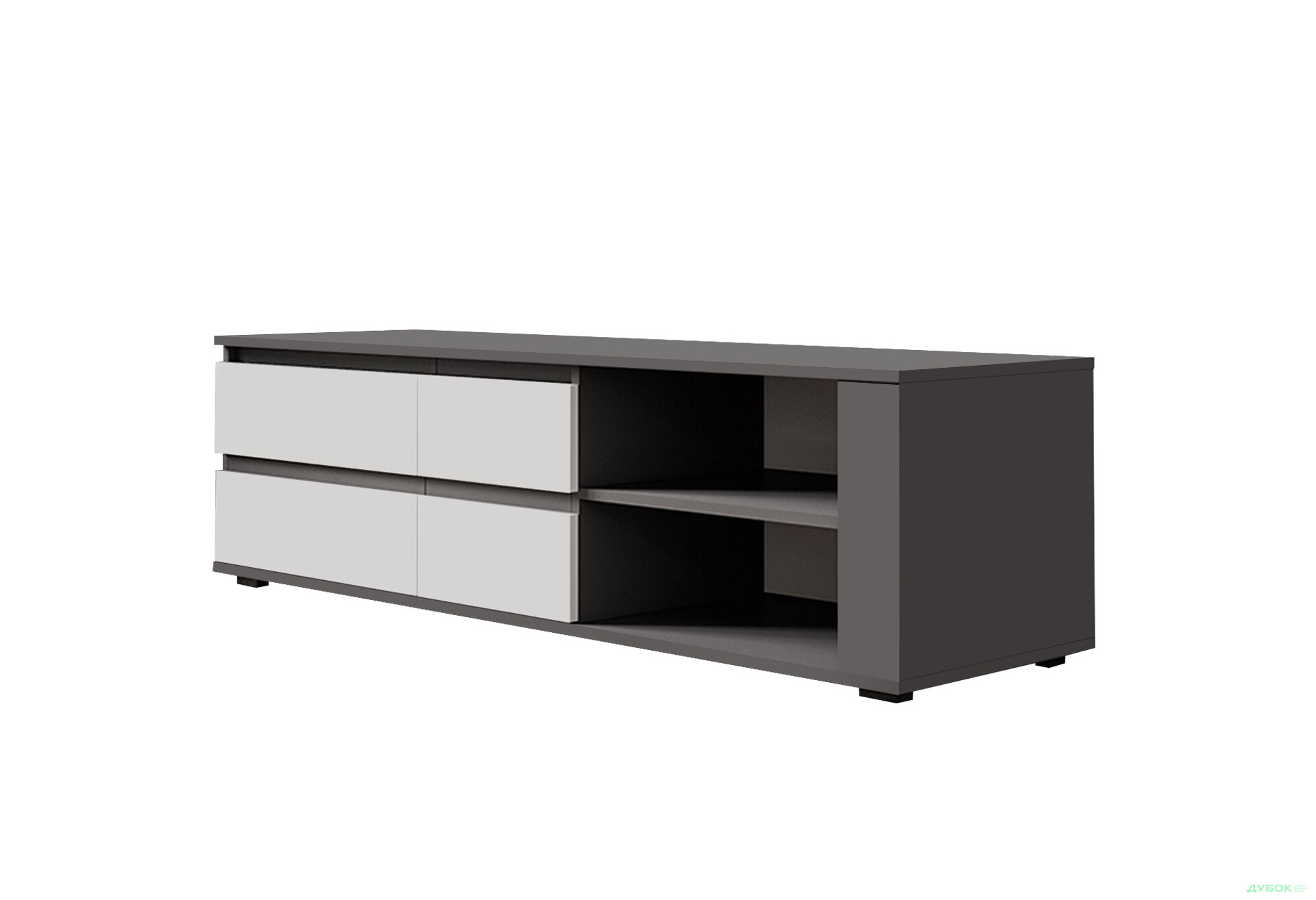 Тумба под ТВ Moreli Лиза (Т205) с 2 дверцами и полками 150 см антрацит / белый - Изображение 1 Изображение 1 - Тумба под ТВ Moreli Лиза (Т205) с 2 дверцами и полками 150 см антрацит / белый