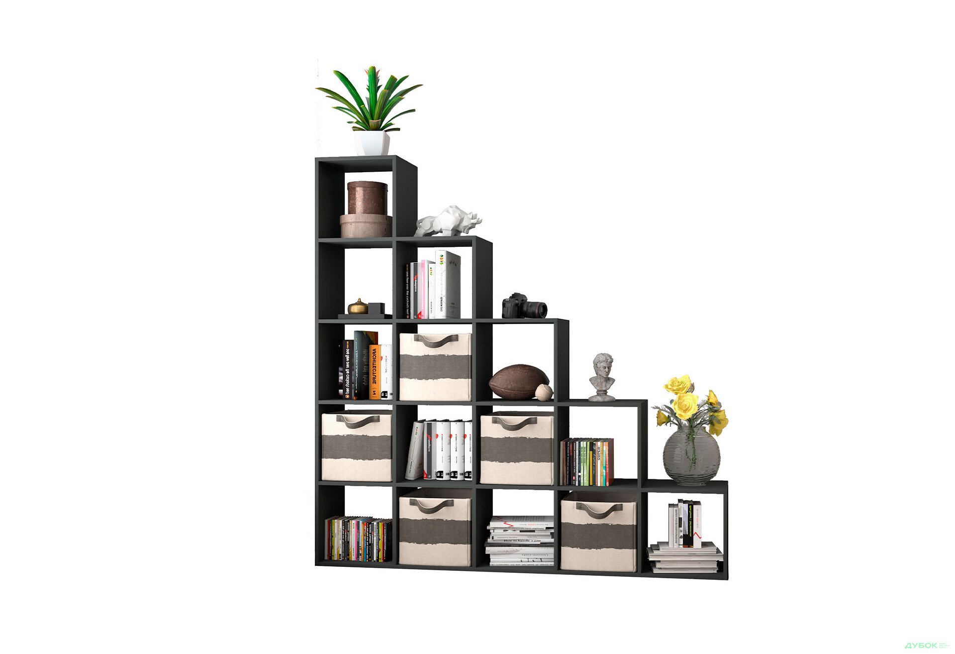 Стелаж на 15 комірок Moreli ST0017 178 см антрацит - Зображення 1 Зображення 1 - Стелаж на 15 комірок Moreli ST0017 178 см антрацит