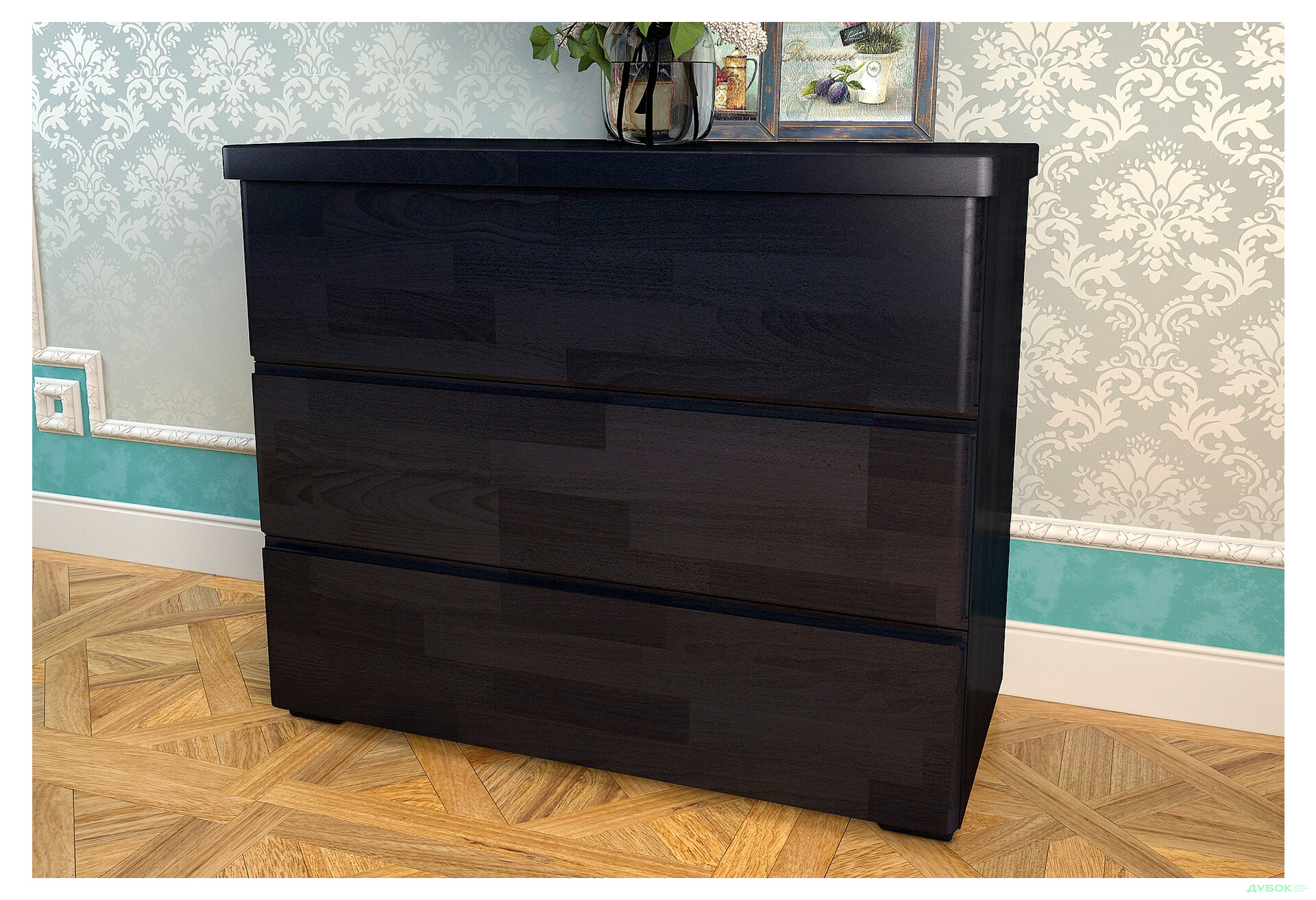Комод Arbor Drev Регіна з 3 шухлядами 91 см сосна, венге - Зображення 2 Зображення 2 - Комод Arbor Drev Регіна з 3 шухлядами 91 см сосна, венге