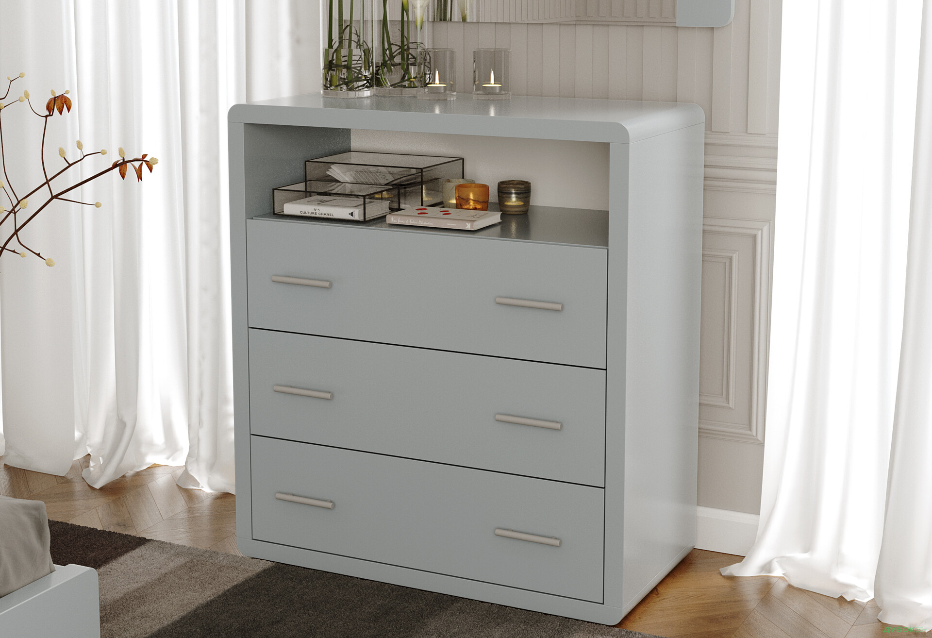 Изображение 2 - Комод Arbor Drev Глория с 3 ящиками и полкой 97 см бук, серый