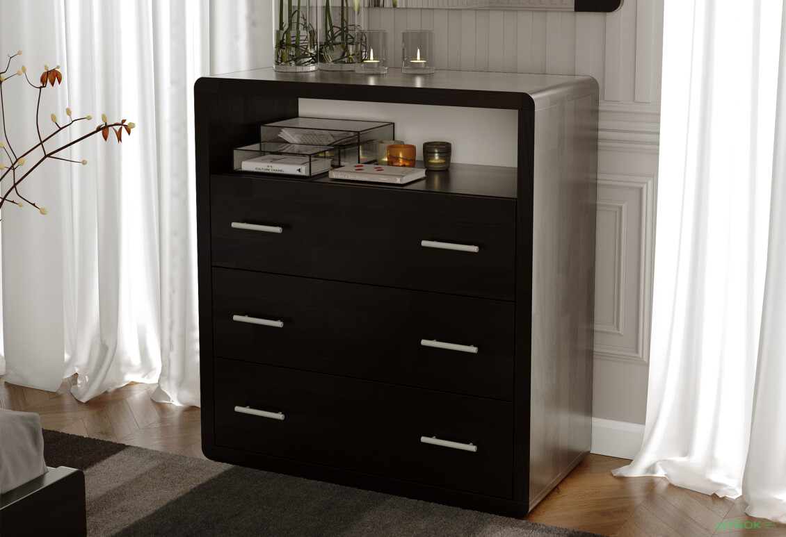 Комод Arbor Drev Глорія з 3 шухлядами і полицею 97 см сосна, венге - Зображення 2 Зображення 2 - Комод Arbor Drev Глорія з 3 шухлядами і полицею 97 см сосна, венге