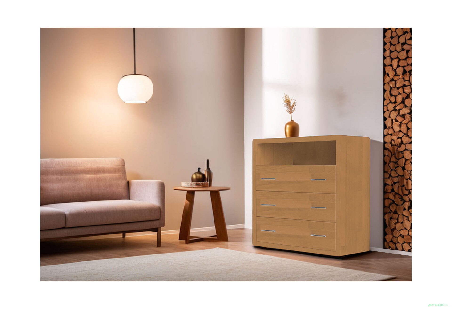 Комод Arbor Drev Глорія з 3 шухлядами і полицею 97 см сосна, вільха - Зображення 2 Зображення 2 - Комод Arbor Drev Глорія з 3 шухлядами і полицею 97 см сосна, вільха