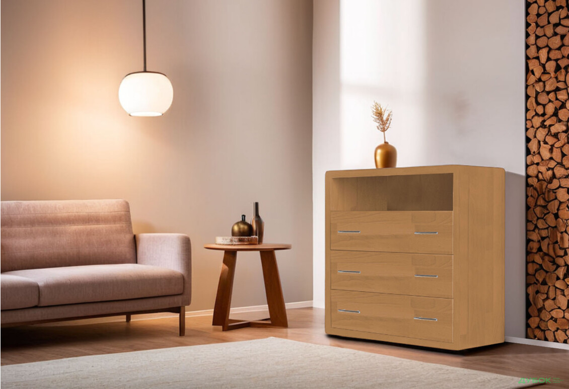 Комод Arbor Drev Глорія з 3 шухлядами і полицею 97 см сосна, вільха - Зображення 2 Зображення 2 - Комод Arbor Drev Глорія з 3 шухлядами і полицею 97 см сосна, вільха