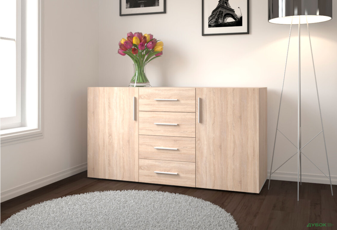 Изображение 2 - Комод Moreli ST0004 с дверцами и ящиками 150 см дуб сонома