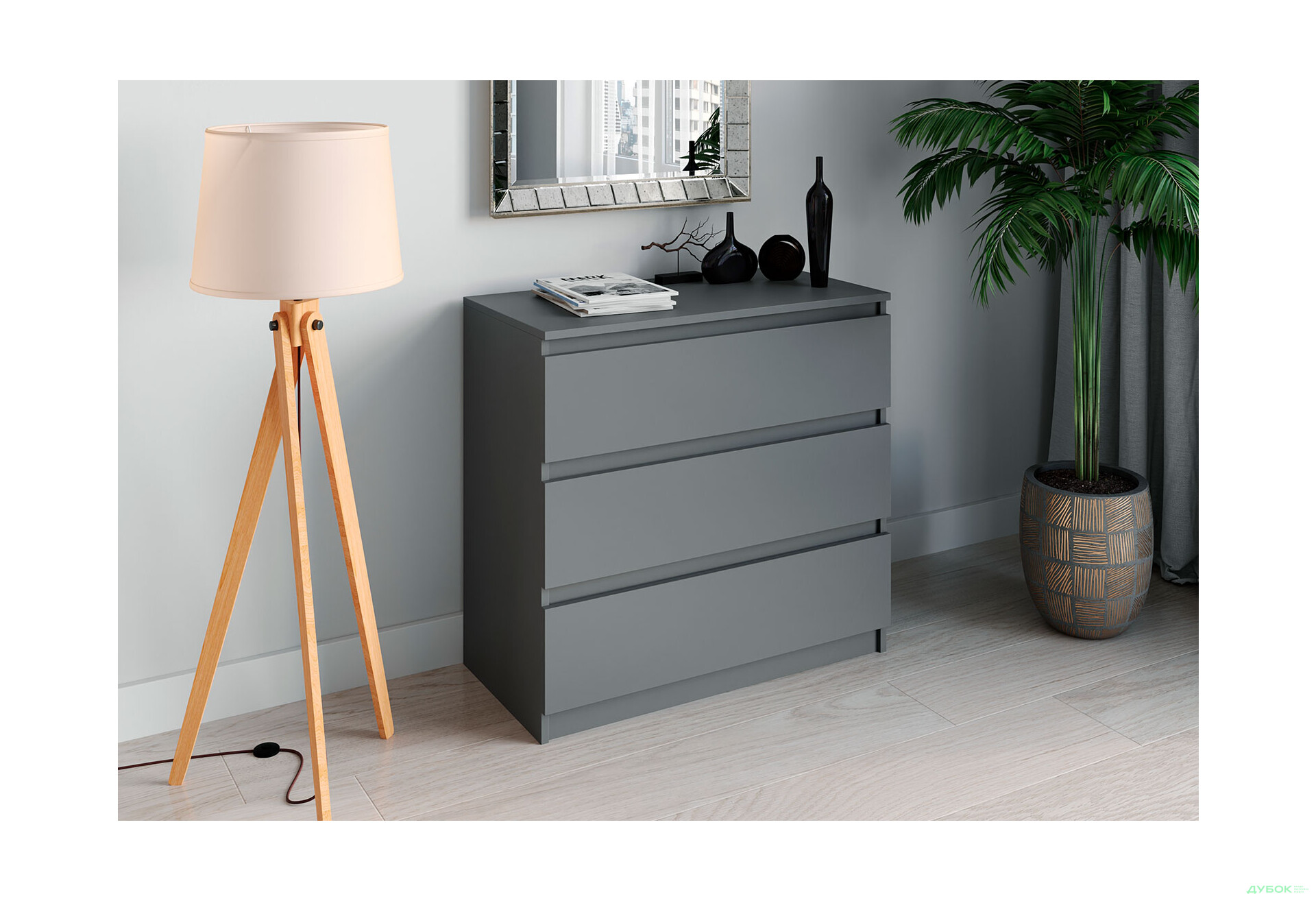 Зображення 2 - Комод Moreli Т214 з шухлядами 80 см антрацит