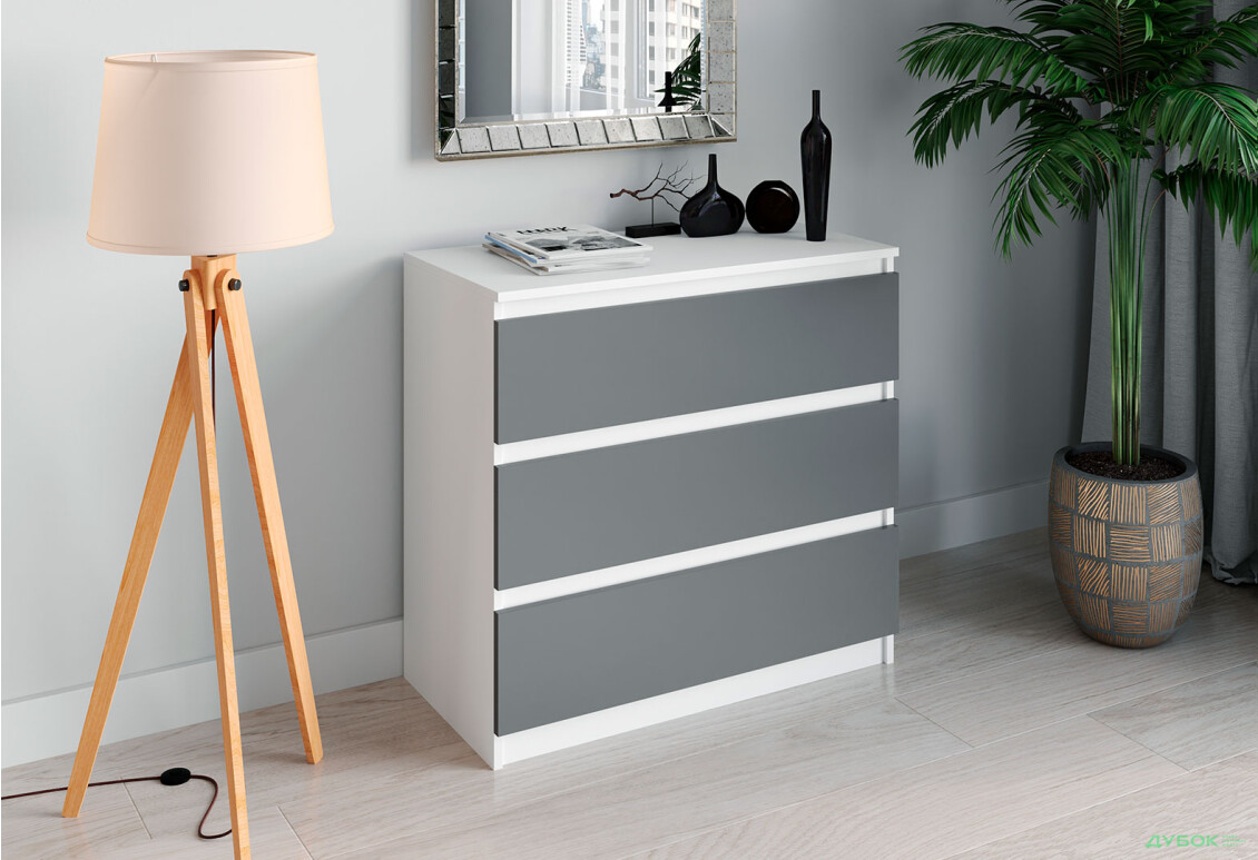 Комод Moreli Т214 з шухлядами 80 см білий / антрацит - Зображення 2 Зображення 2 - Комод Moreli Т214 з шухлядами 80 см білий / антрацит
