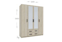 Фото 3 - Шкаф Garant NV Simple / Симпл 4-дверная с 2 ящиками и зеркалом 160 см дуб сонома