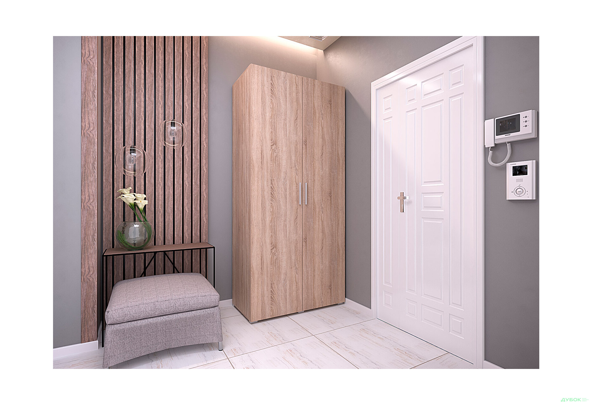 Шкаф Moreli ST0009 со штангой 2-дверный 100 см дуб сонома - Изображение 2 Изображение 2 - Шкаф Moreli ST0009 со штангой 2-дверный 100 см дуб сонома