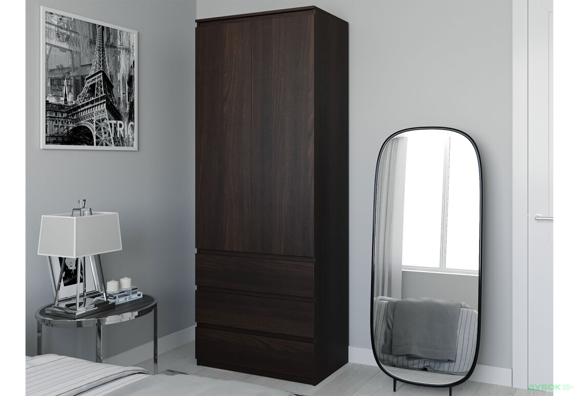 Шафа Moreli Т210 з поличками та шухлядами 2-дверна 80 см венге магія - Зображення 2 Зображення 2 - Шафа Moreli Т210 з поличками та шухлядами 2-дверна 80 см венге магія