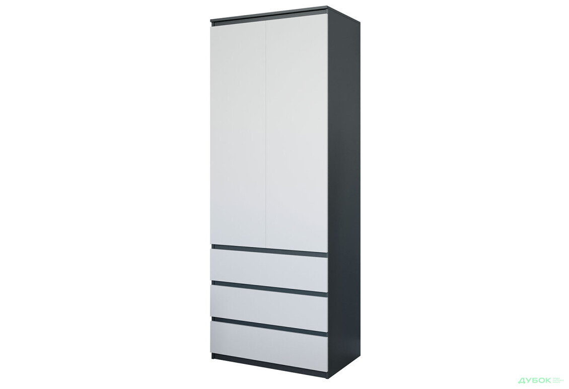 Шафа Moreli Т210 з поличками та шухлядами 2-дверна 80 см антрацит / білий - Зображення 1 Зображення 1 - Шафа Moreli Т210 з поличками та шухлядами 2-дверна 80 см антрацит / білий
