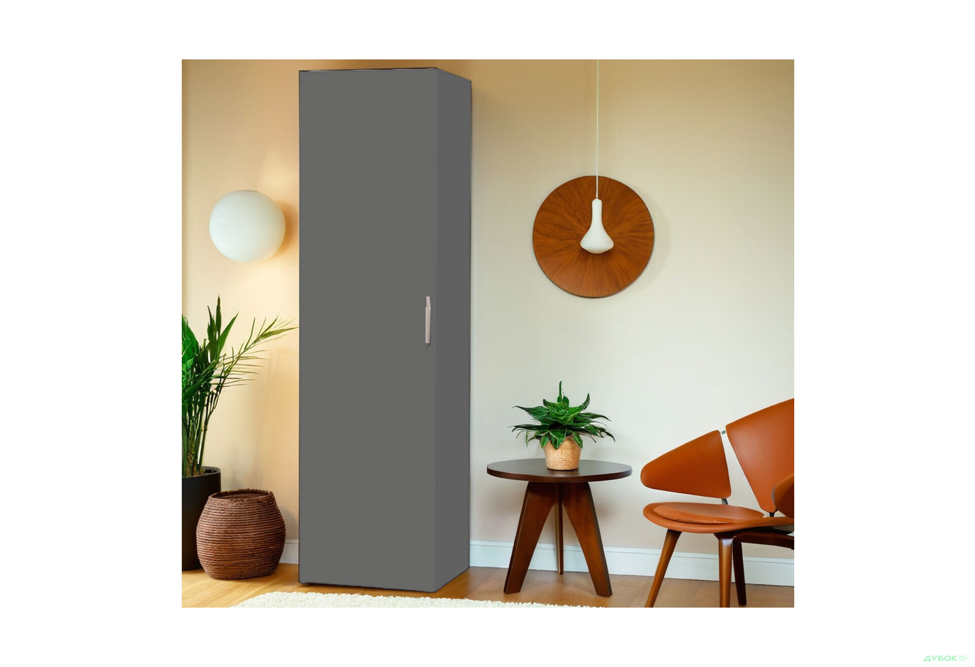 Шафа Moreli ST0012 зі штангою та полицями 1-дверна 60 см антрацит - Зображення 2 Зображення 2 - Шафа Moreli ST0012 зі штангою та полицями 1-дверна 60 см антрацит