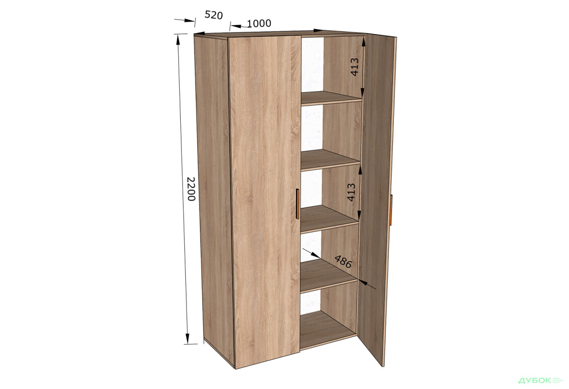 Шафа Moreli ST0010 з полицями 2-дверна 100 см дуб сонома - Зображення 3 Зображення 3 - Шафа Moreli ST0010 з полицями 2-дверна 100 см дуб сонома