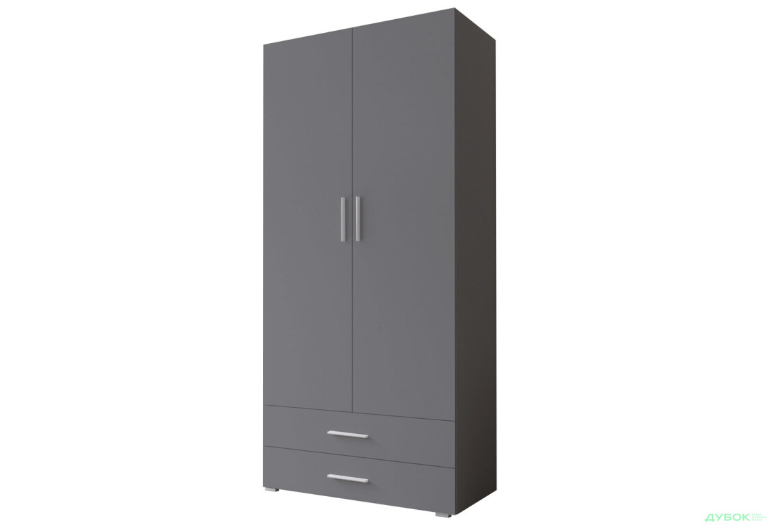 Шафа Moreli ST0002 зі штангою та шухлядами 2-дверна 100 см антрацит - Зображення 1 Зображення 1 - Шафа Moreli ST0002 зі штангою та шухлядами 2-дверна 100 см антрацит
