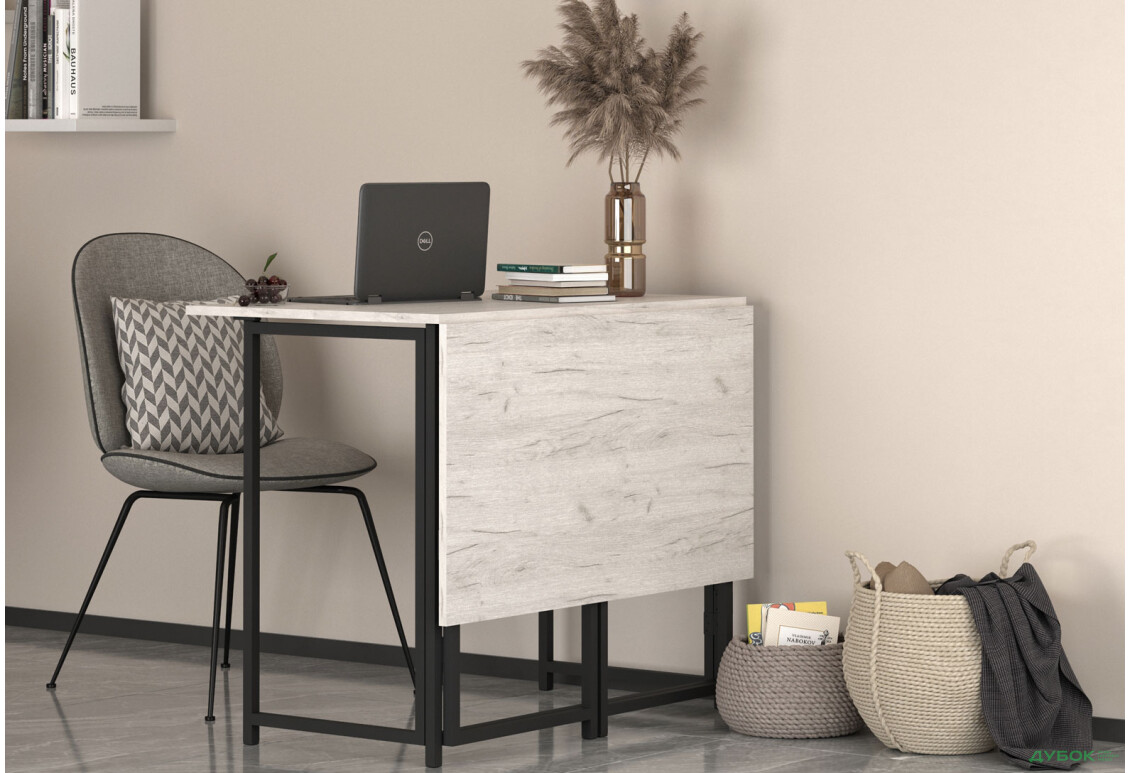 Зображення 4 - Стіл-трансформер Knap Knap Spier DUO / Спір дуо 90х107 см розкладний, Дуб крафт білий