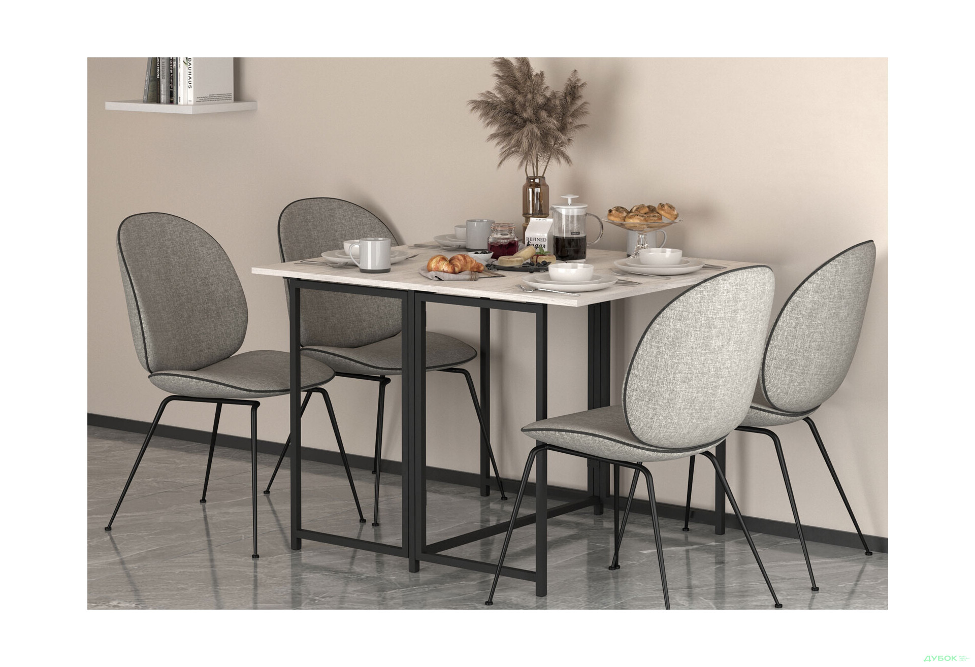 Зображення 5 - Стіл-трансформер Knap Knap Spier DUO / Спір дуо 90х107 см розкладний, Дуб крафт білий