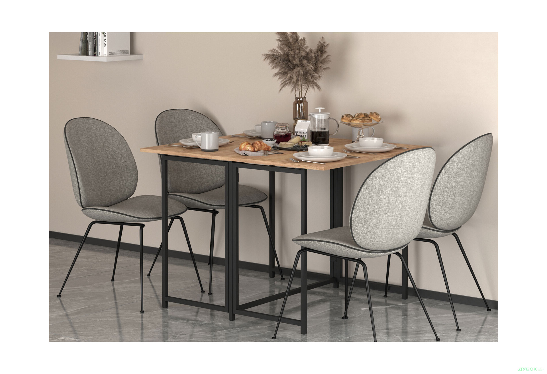 Зображення 5 - Стіл-трансформер Knap Knap Spier DUO / Спір дуо 90х107 см розкладний, Дуб крафт золотий