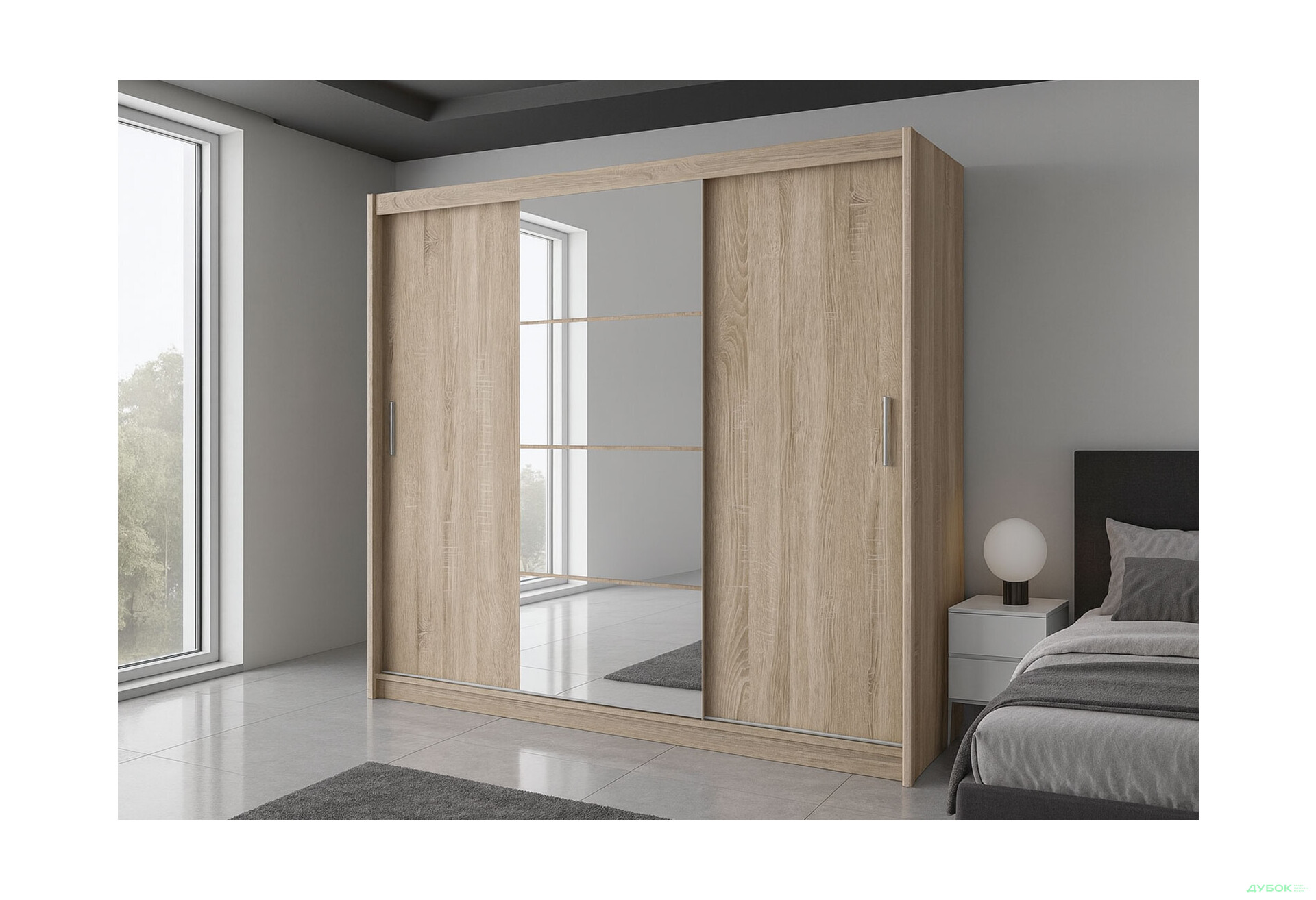 Изображение 2 - Шкаф-купе Gerbor холдинг Марио 3-дверный с зеркалом 200 см дуб сонома