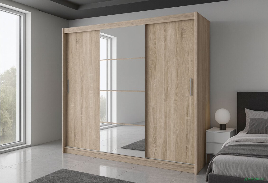 Изображение 2 - Шкаф-купе Gerbor холдинг Марио 3-дверный с зеркалом 200 см дуб сонома